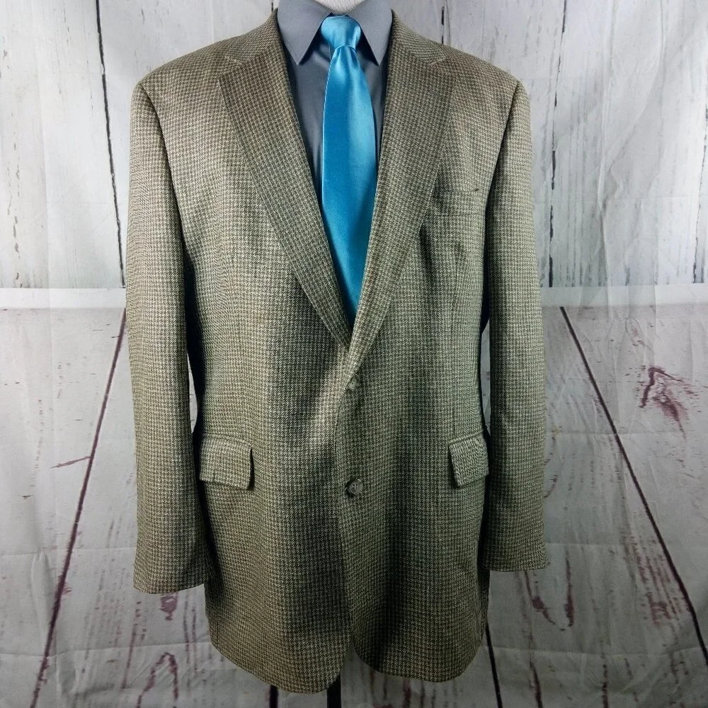Jos A Bank 1905 46L Silk 2 Button Multicolor Houndstooth Blazer Sport Coat